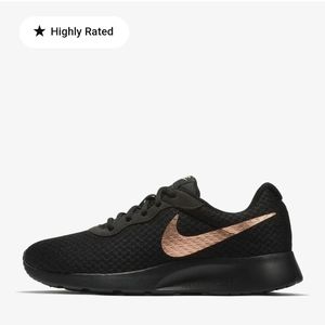 Nike black and rose gold shoes